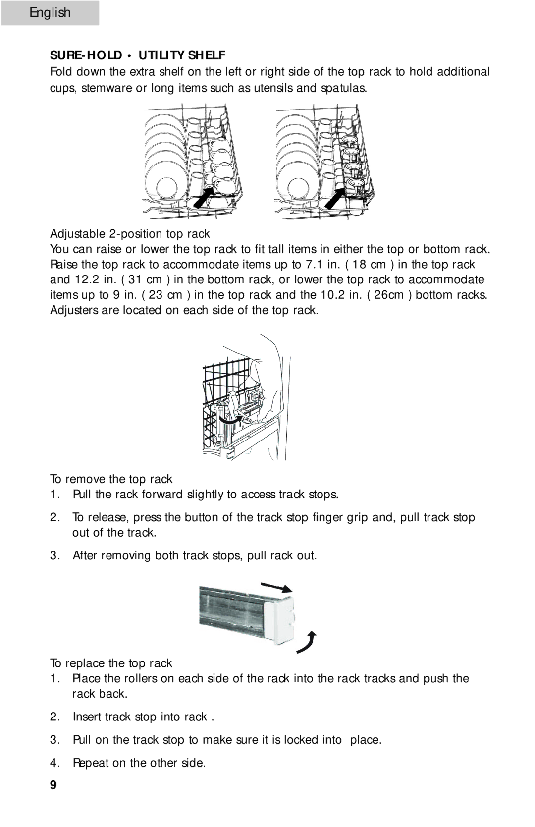 Haier ESD300 user manual SURE-HOLD Utility Shelf 