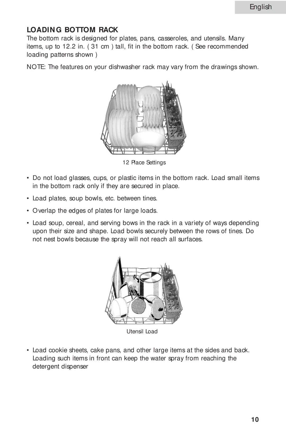 Haier ESD300 user manual Loading Bottom Rack 