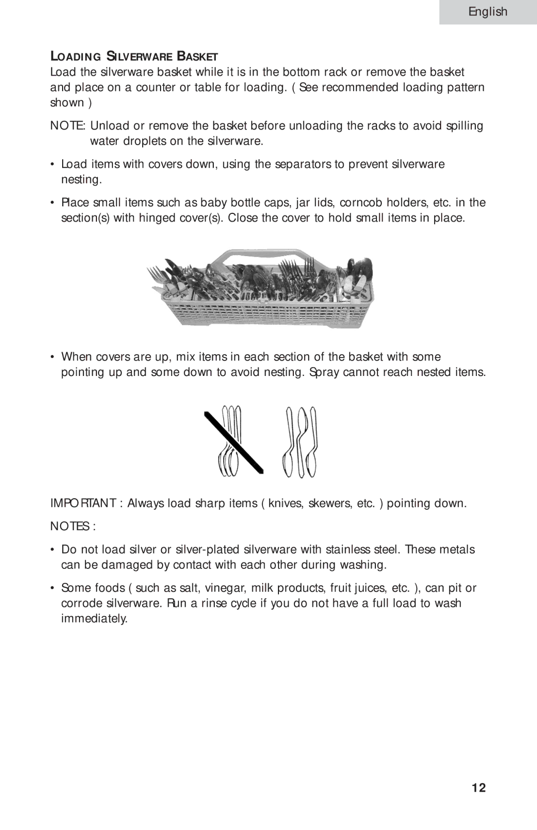 Haier ESD300 user manual Loading Silverware Basket 