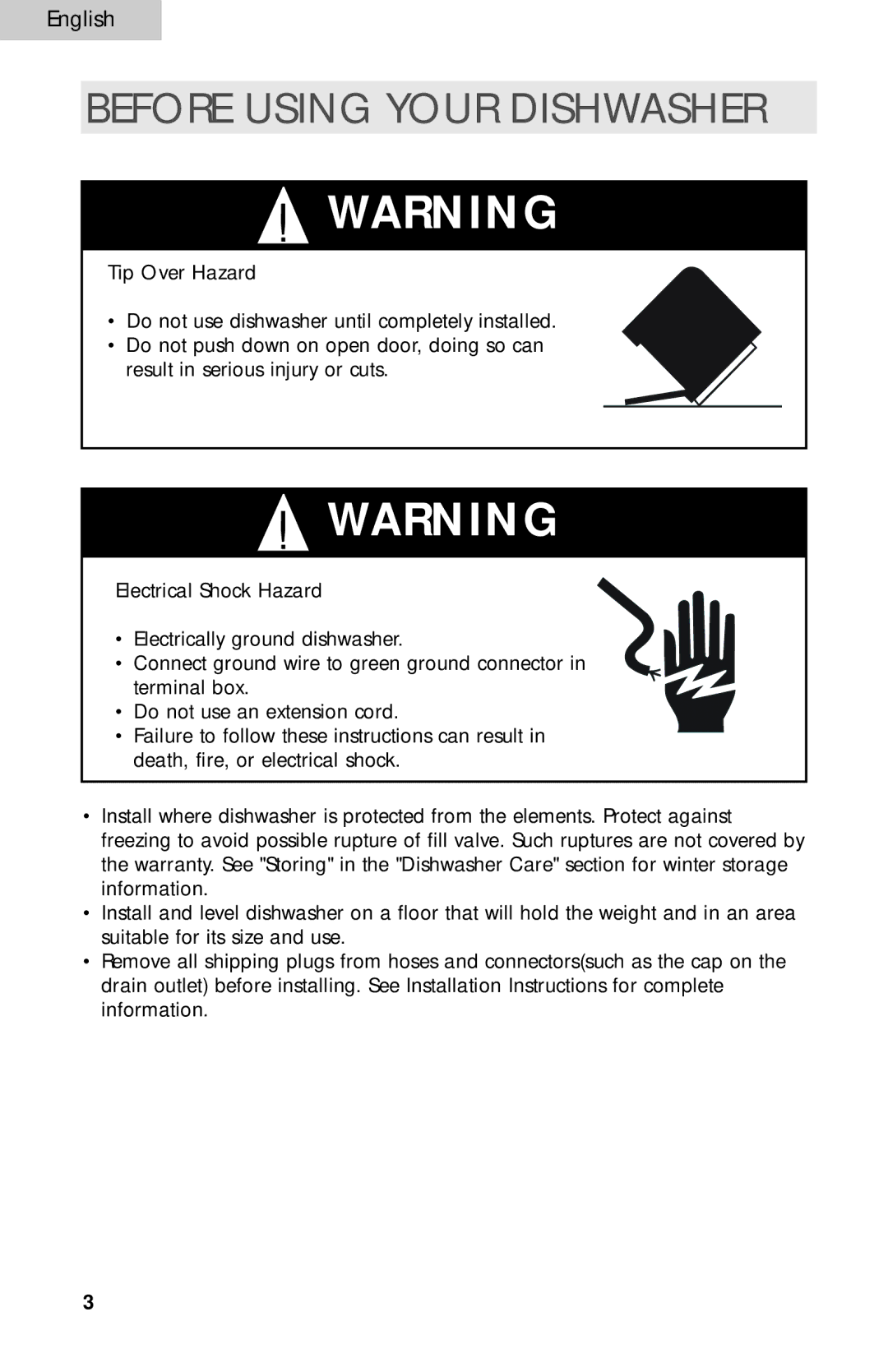 Haier ESD300 user manual Before Using Your Dishwasher 