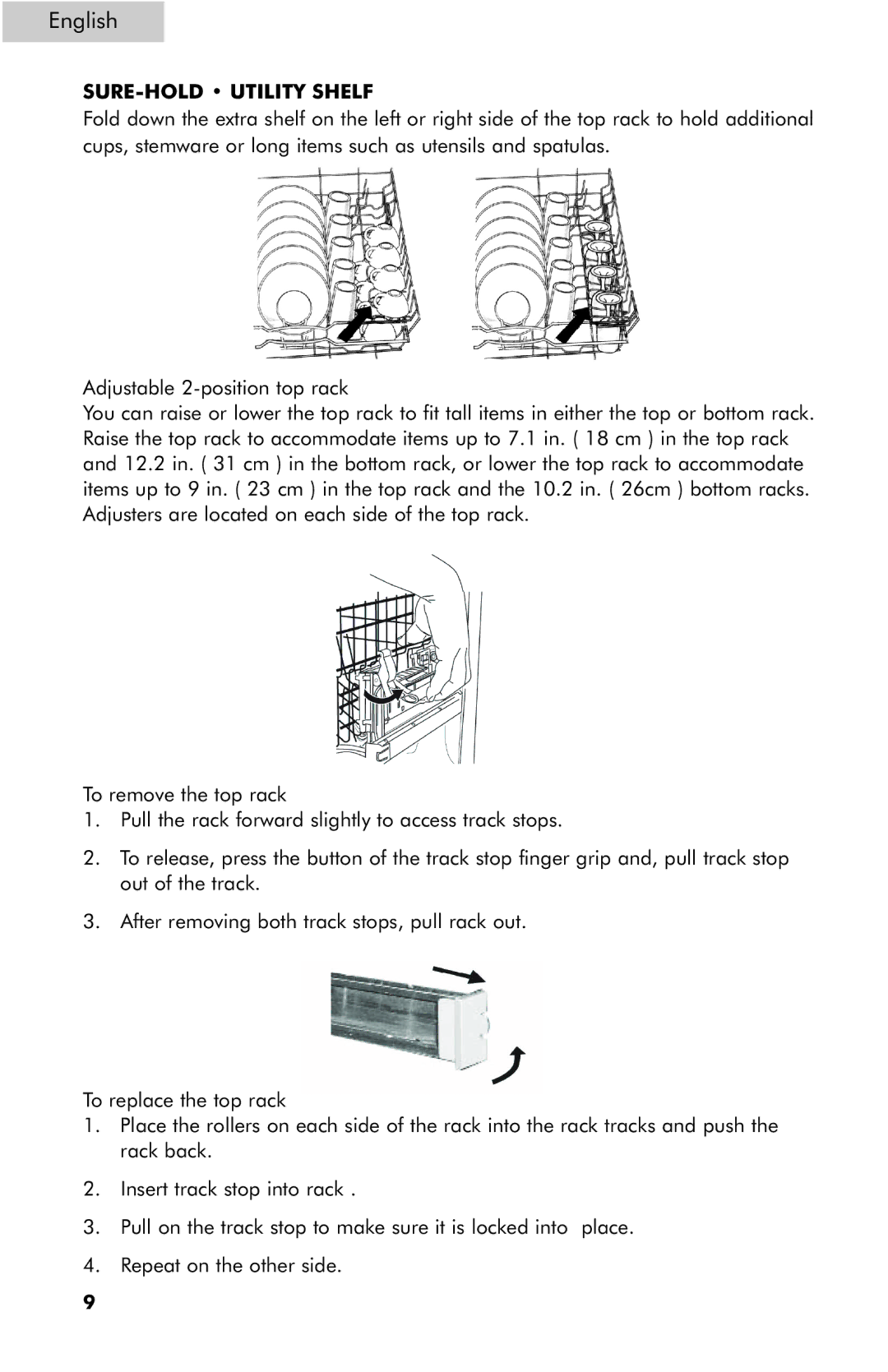 Haier ESD401, ESD402, ESD400 user manual SURE-HOLD Utility Shelf 