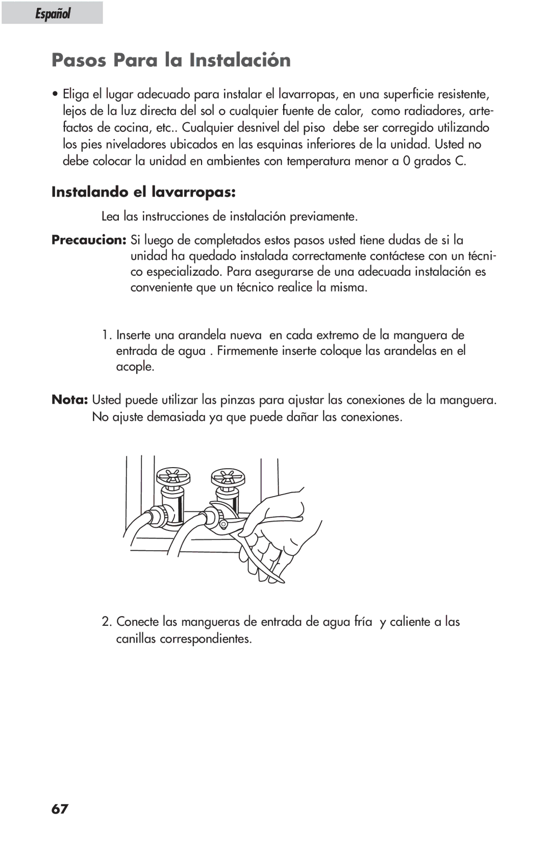 Haier ESL-T21 user manual Pasos Para la Instalación, Instalando el lavarropas 