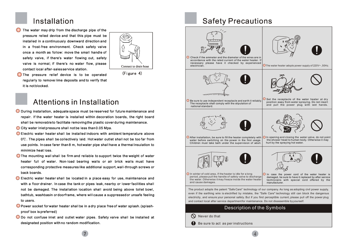 Haier FCD JTHA40-III(E), FCD-JTHA50-III(E), FCD-JTHA60-III(E) Safety Precautions, Attentions in Installation 