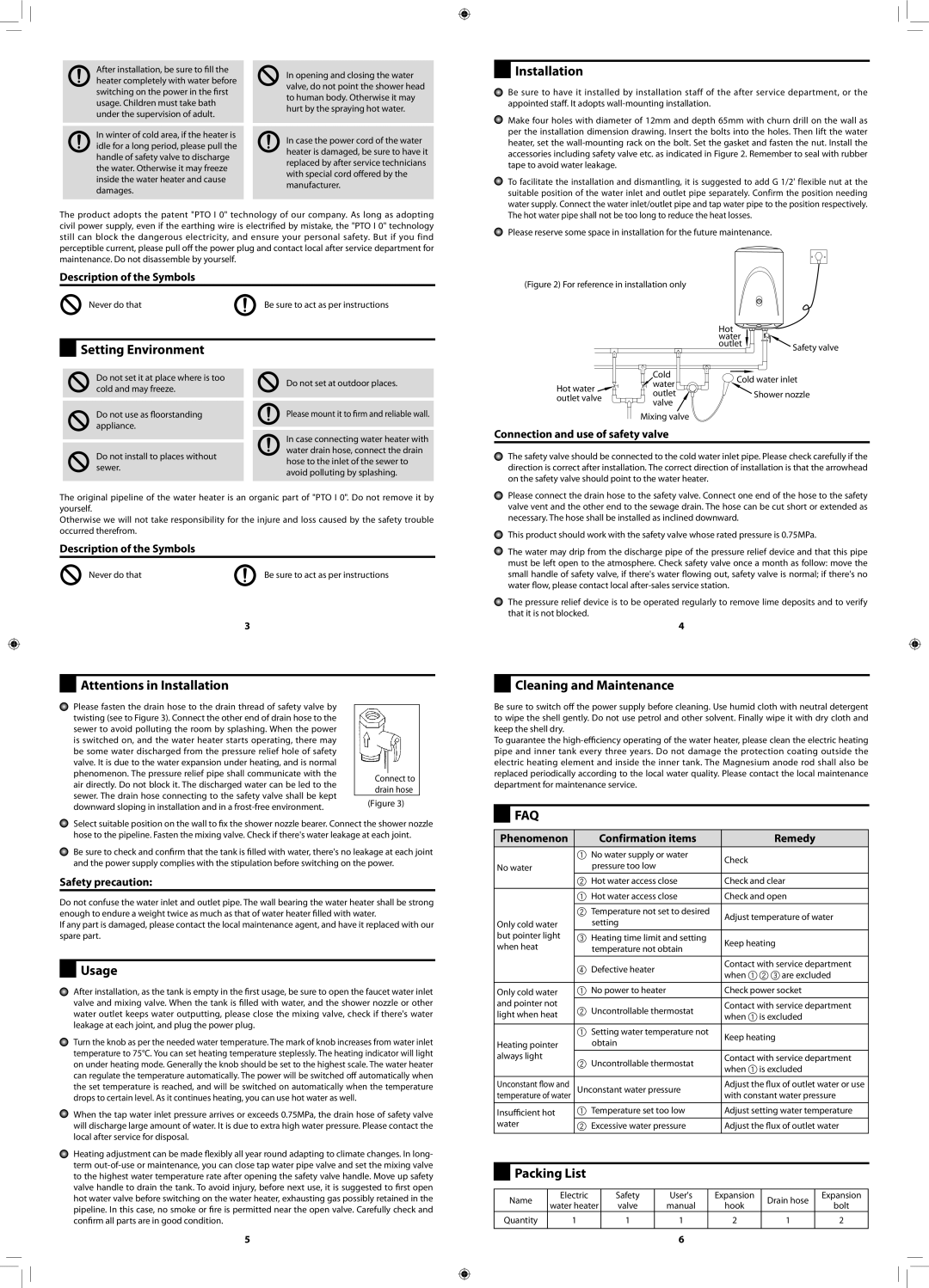 Haier FCD-JTSA50-III, FCD-JTSA70-III user manual InstallationBefore Usage, CleaningBefore Usageand Maintenance, Packing List 