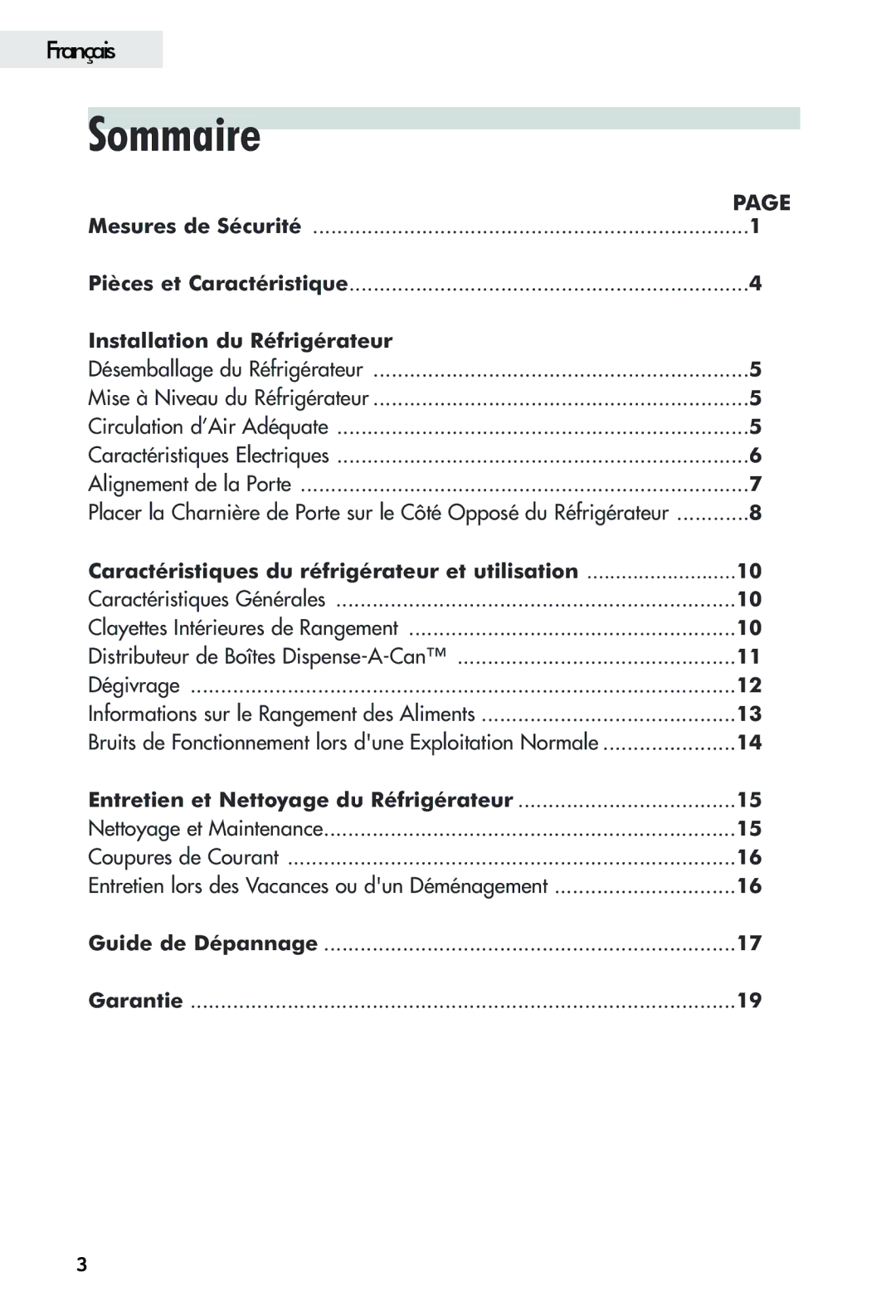 Haier FFAR2L Sommaire, Caractéristiques du réfrigérateur et utilisation, Entretien et Nettoyage du Réfrigérateur 