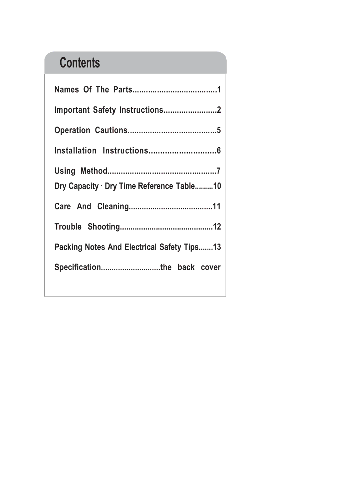 Haier GDZ607VA user manual Contents 