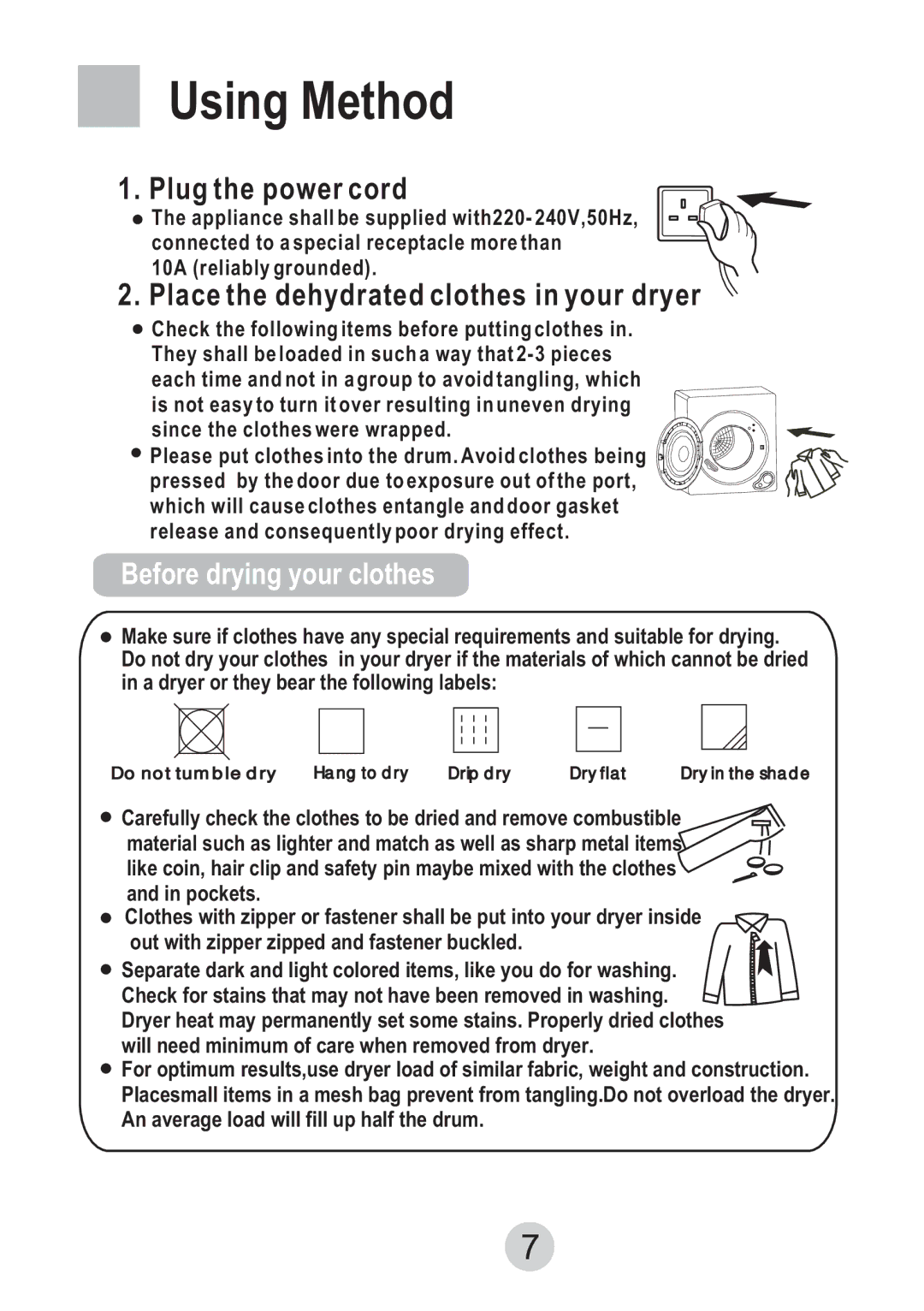 Haier GDZ607VA user manual Using Method, Plug the power cord 