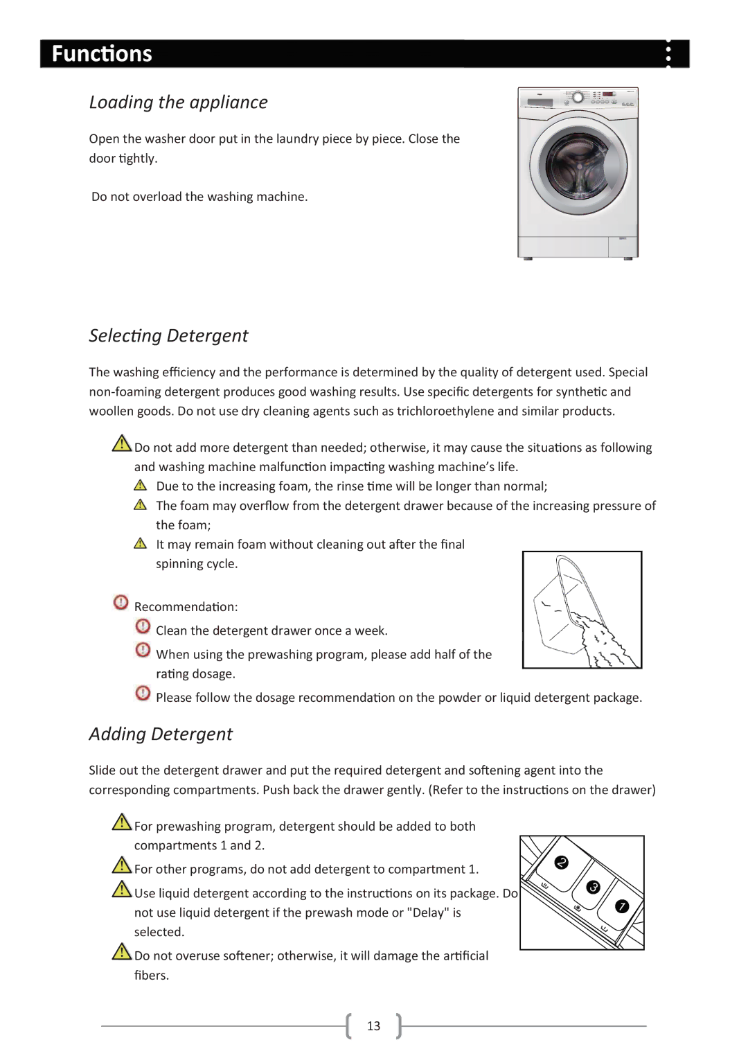 Haier Haier washing machine user manual Loading the appliance 