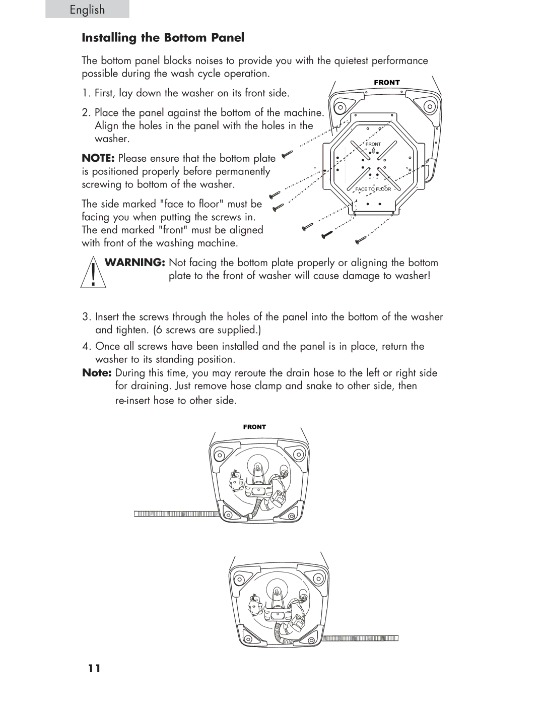 Haier Haier user manual Installing the Bottom Panel 