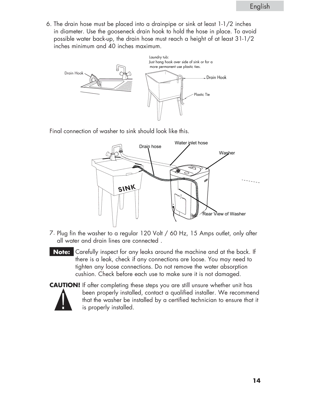 Haier Haier user manual Final connection of washer to sink should look like this 