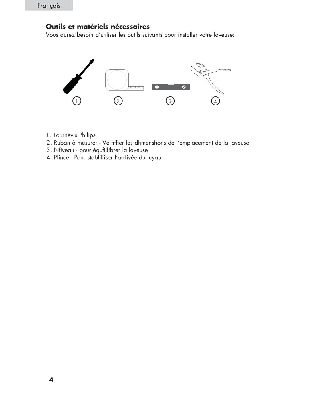 Haier Haier user manual Outils et matériels nécessaires 