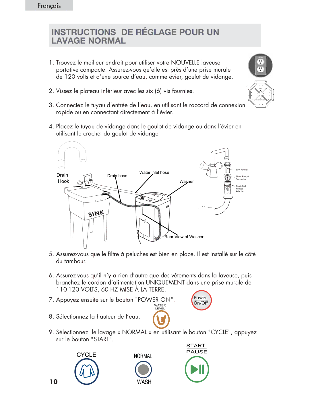 Haier Haier user manual Instructions DE Réglage Pour UN Lavage Normal 