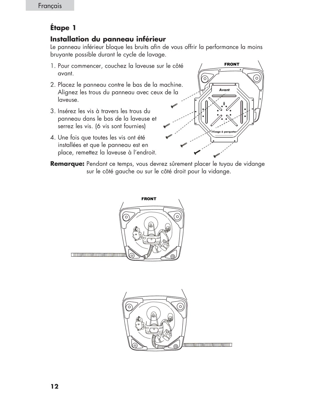 Haier Haier user manual Étape Installation du panneau inférieur 