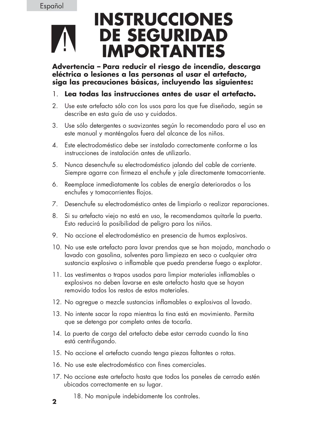 Haier Haier user manual Instrucciones DE Seguridad Importantes 