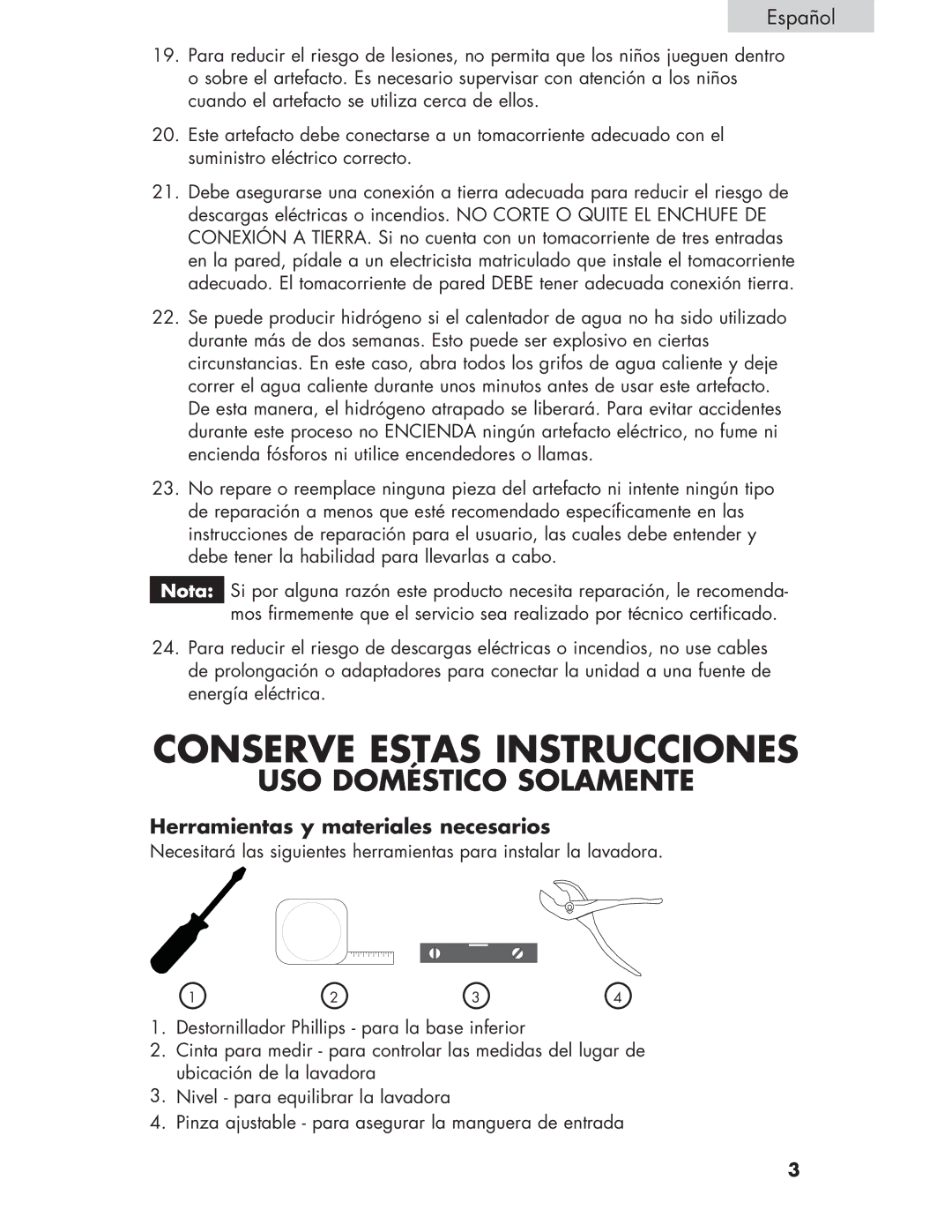 Haier Haier user manual Conserve Estas Instrucciones, Herramientas y materiales necesarios 