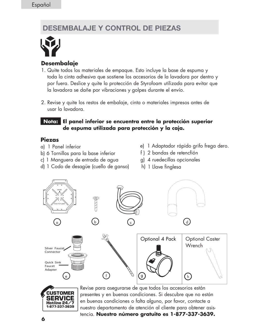 Haier Haier user manual Desembalaje Y Control DE Piezas 