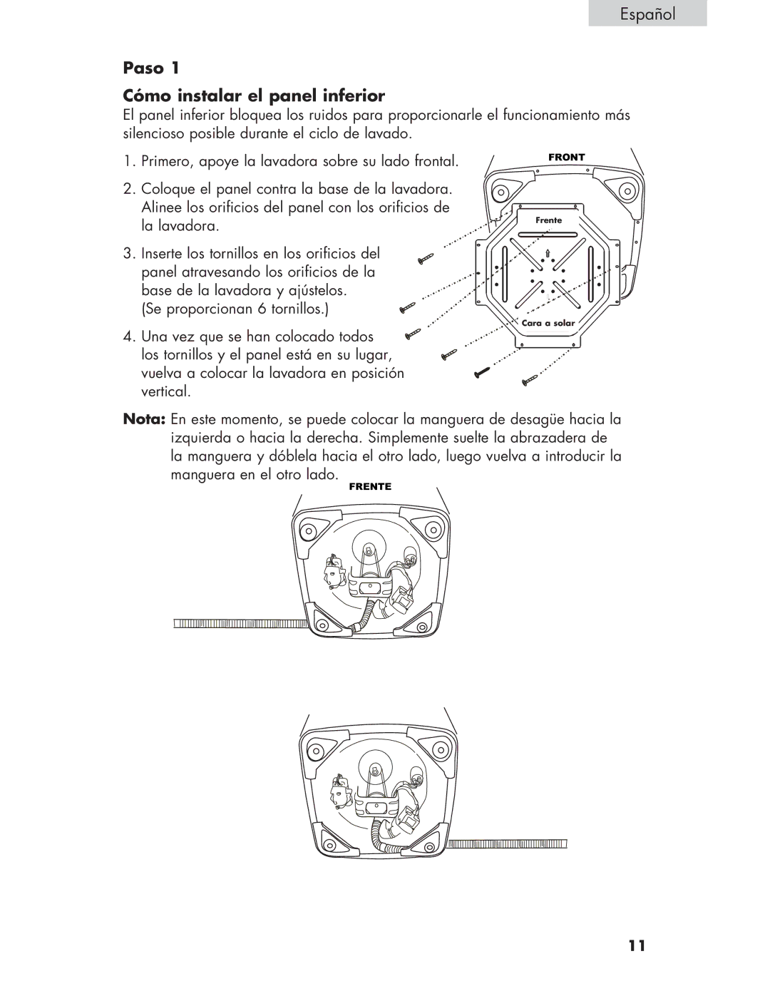 Haier Haier user manual Paso Cómo instalar el panel inferior 