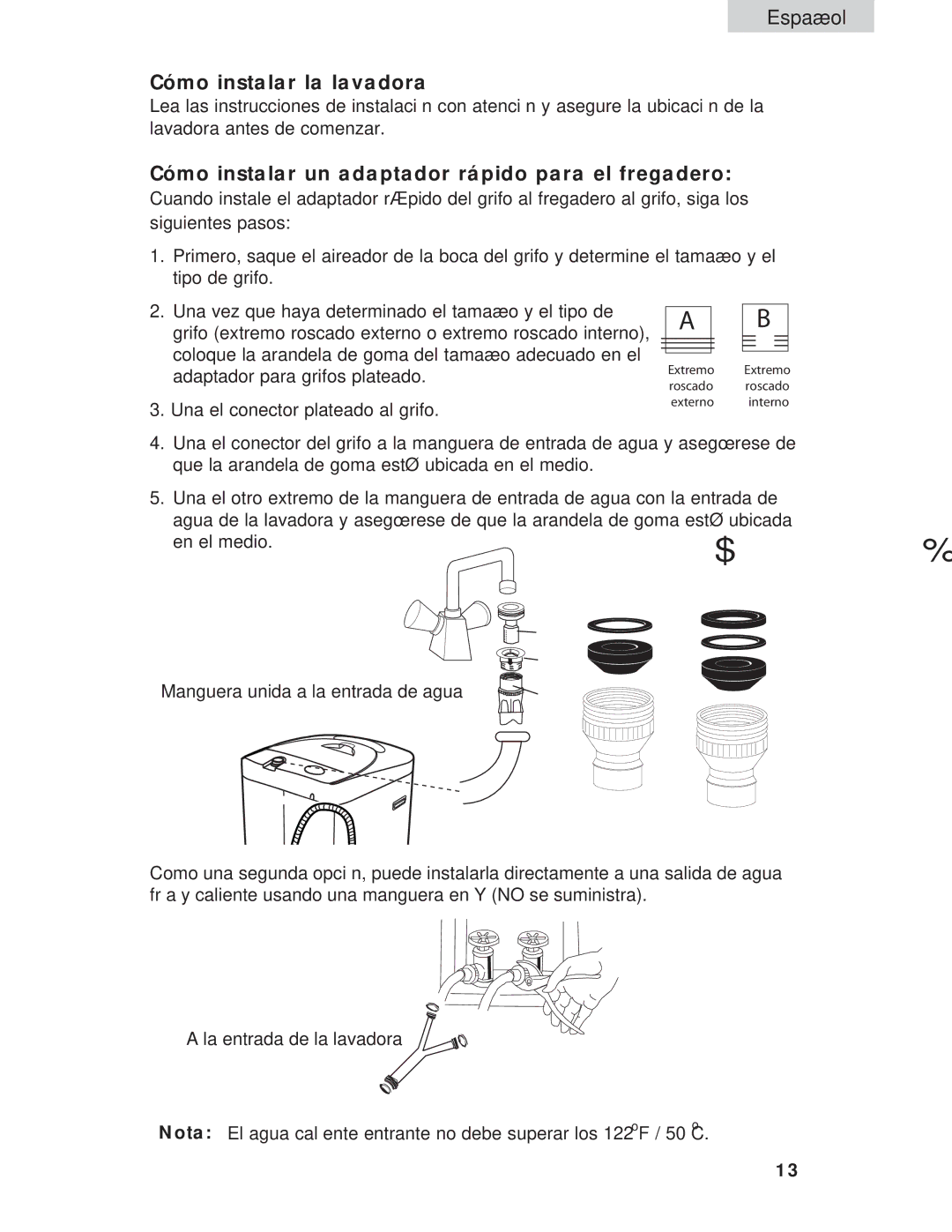 Haier Haier user manual Cómo instalar la lavadora, Cómo instalar un adaptador rápido para el fregadero 