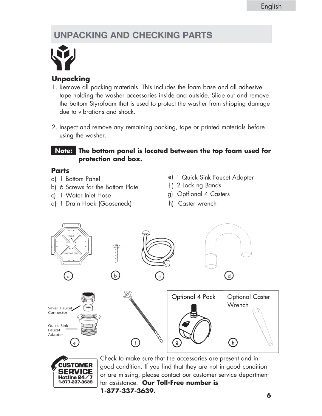 Haier Haier user manual Unpacking and Checking Parts 