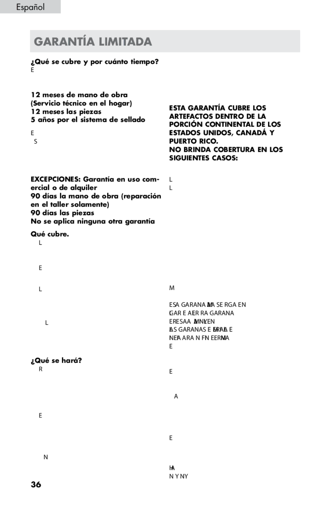 Haier HB21FC45, HB21FC75 user manual Garantía limitada, ¿Qué se hará? 