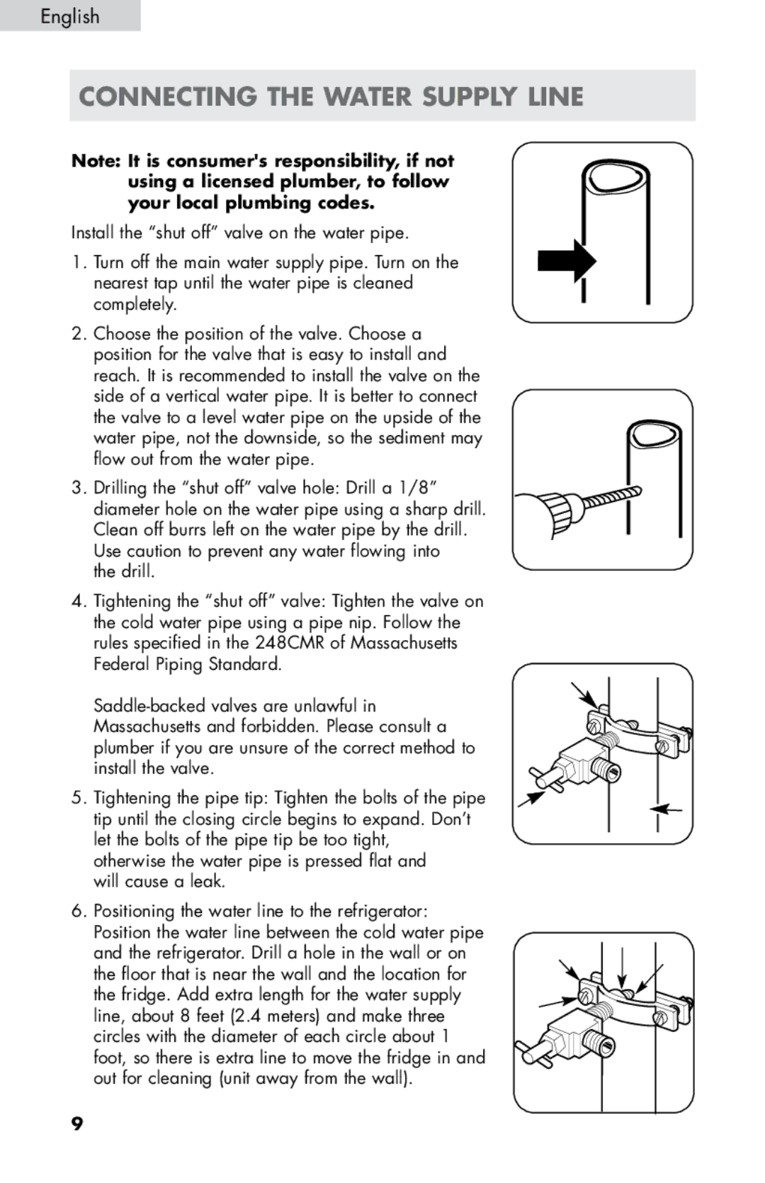 Haier HB21FC45, HB21FC75 user manual Connecting the Water Supply Line 