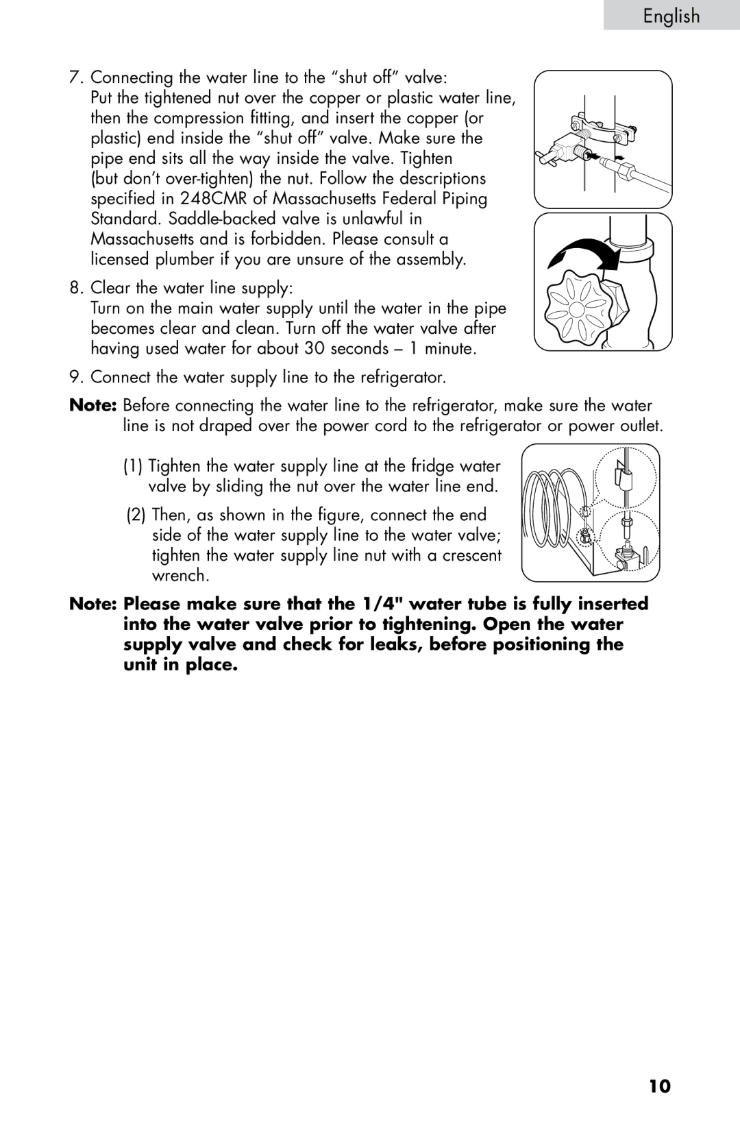 Haier HB21FC75, HB21FC45 user manual Clear the water line supply 