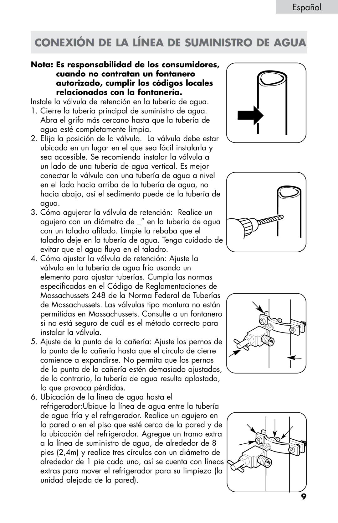 Haier HB21FC75, HB21FC45 user manual Conexión DE LA Línea DE Suministro DE Agua 