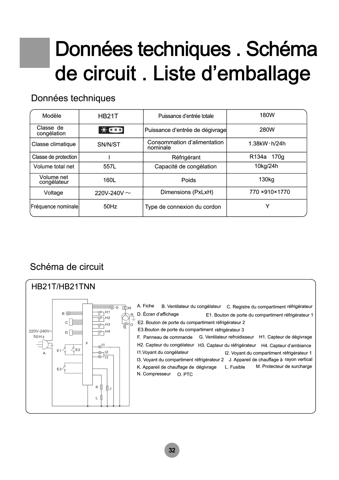 Haier HB21TNN manual 220V-240V~ 50H z 