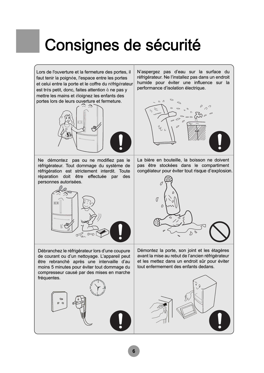 Haier HB21TNN manual Consignes de sécurité 