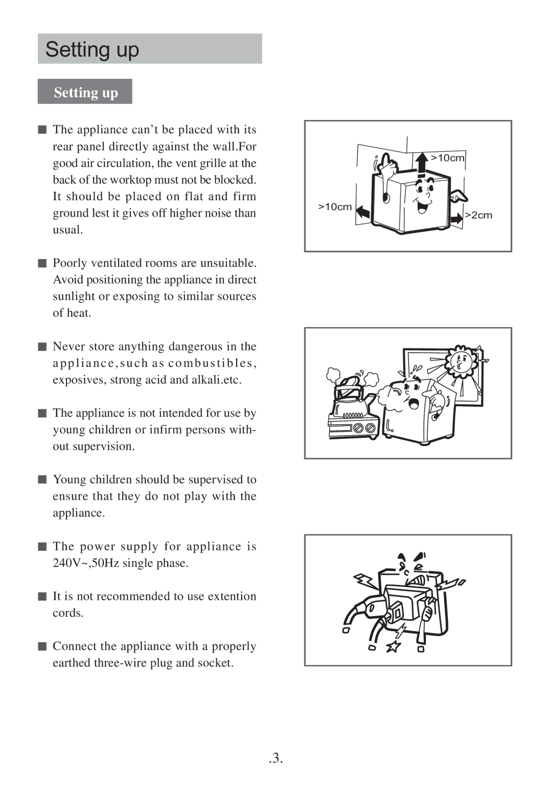 Haier HBF130S operation manual Setting up 