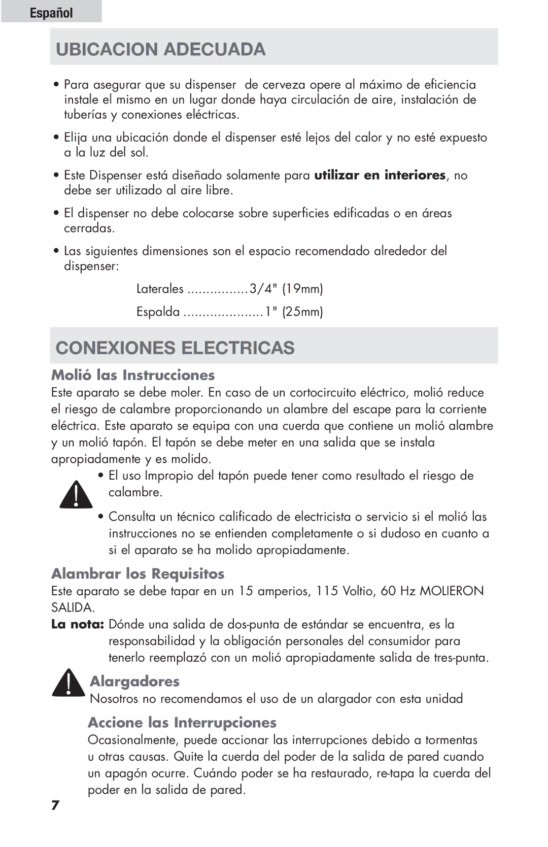 Haier HBF205E user manual Ubicacion Adecuada, Conexiones Electricas 