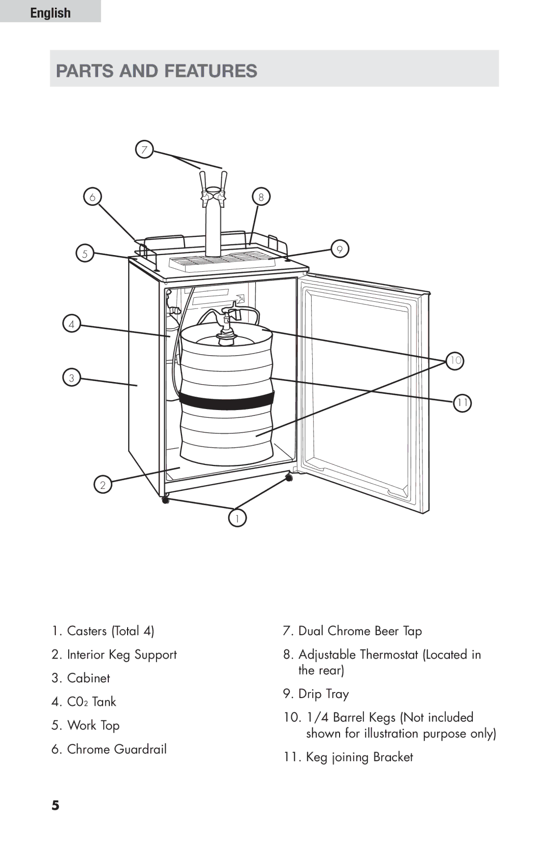 Haier HBF205E user manual Parts and Features 