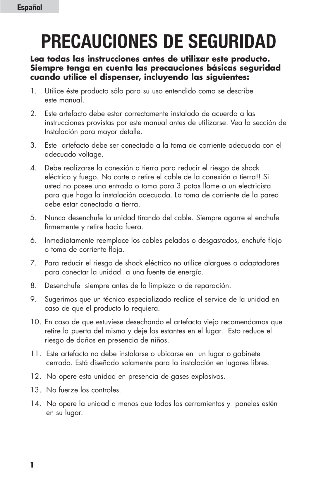 Haier HBF205E user manual Precauciones De Seguridad, Español 