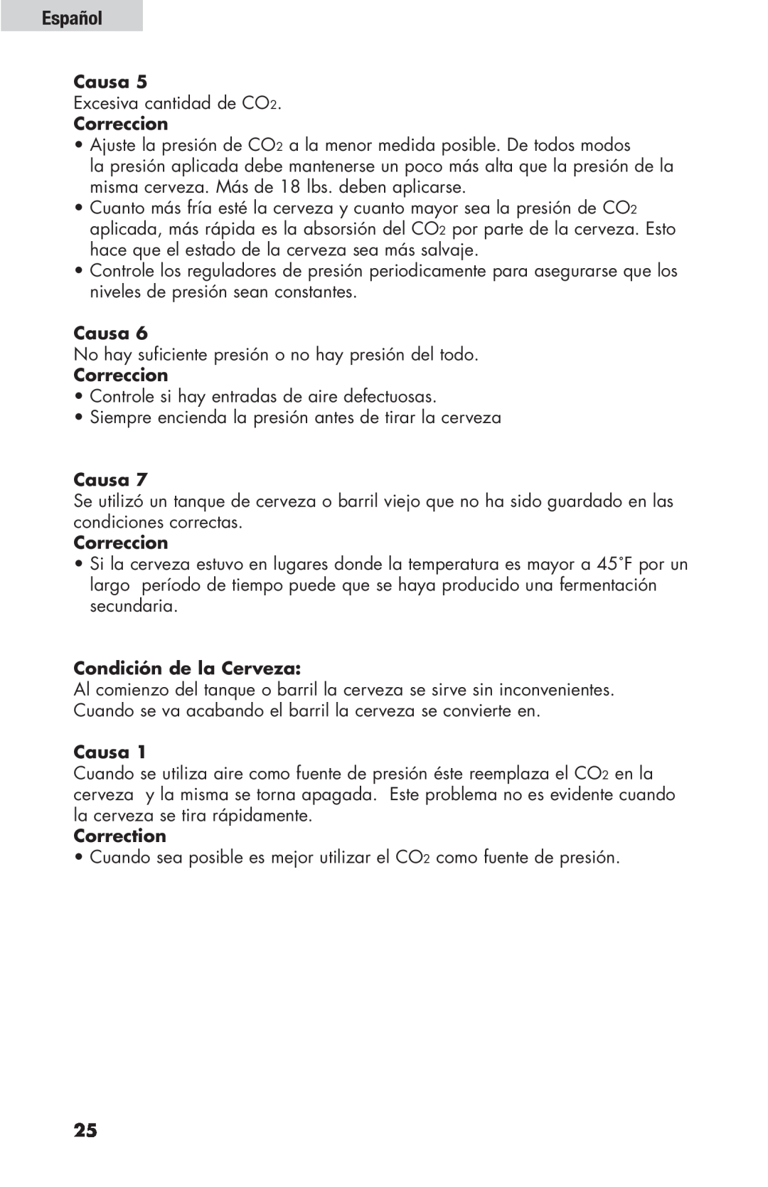 Haier HBF205E user manual Español, Excesiva cantidad de CO2 