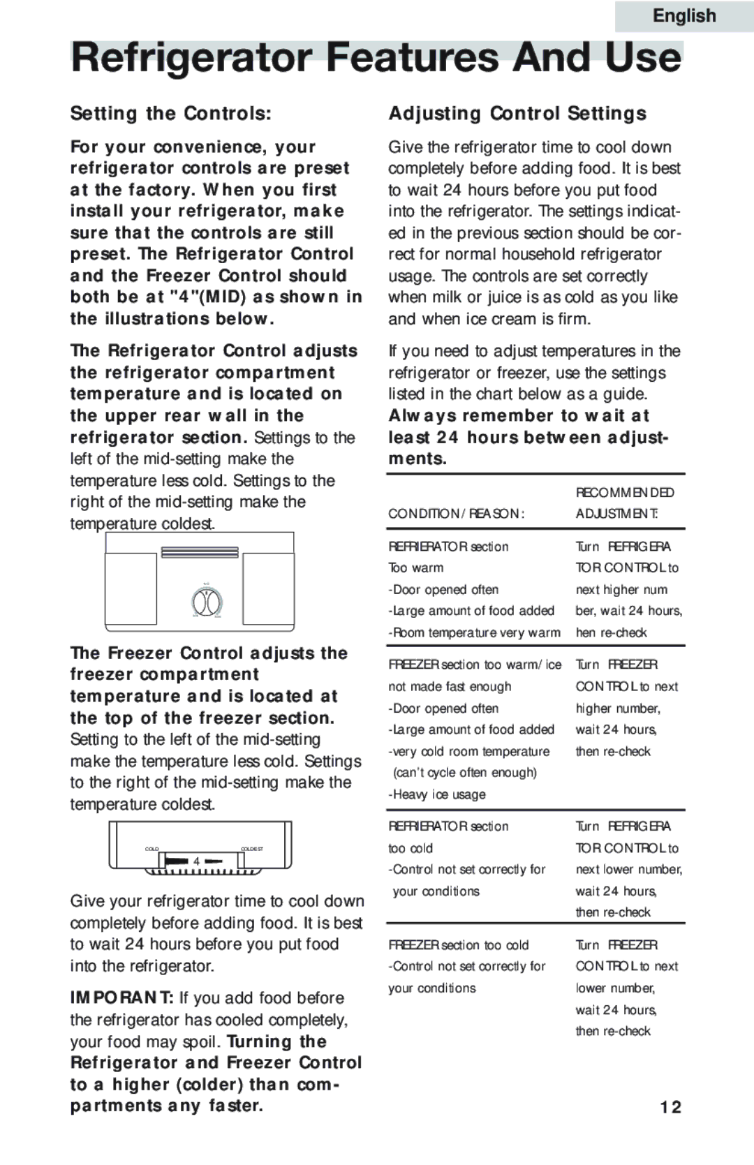 Haier HBP18, HBQ18, HBE18 user manual Refrigerator Features And Use, Setting the Controls, Adjusting Control Settings 