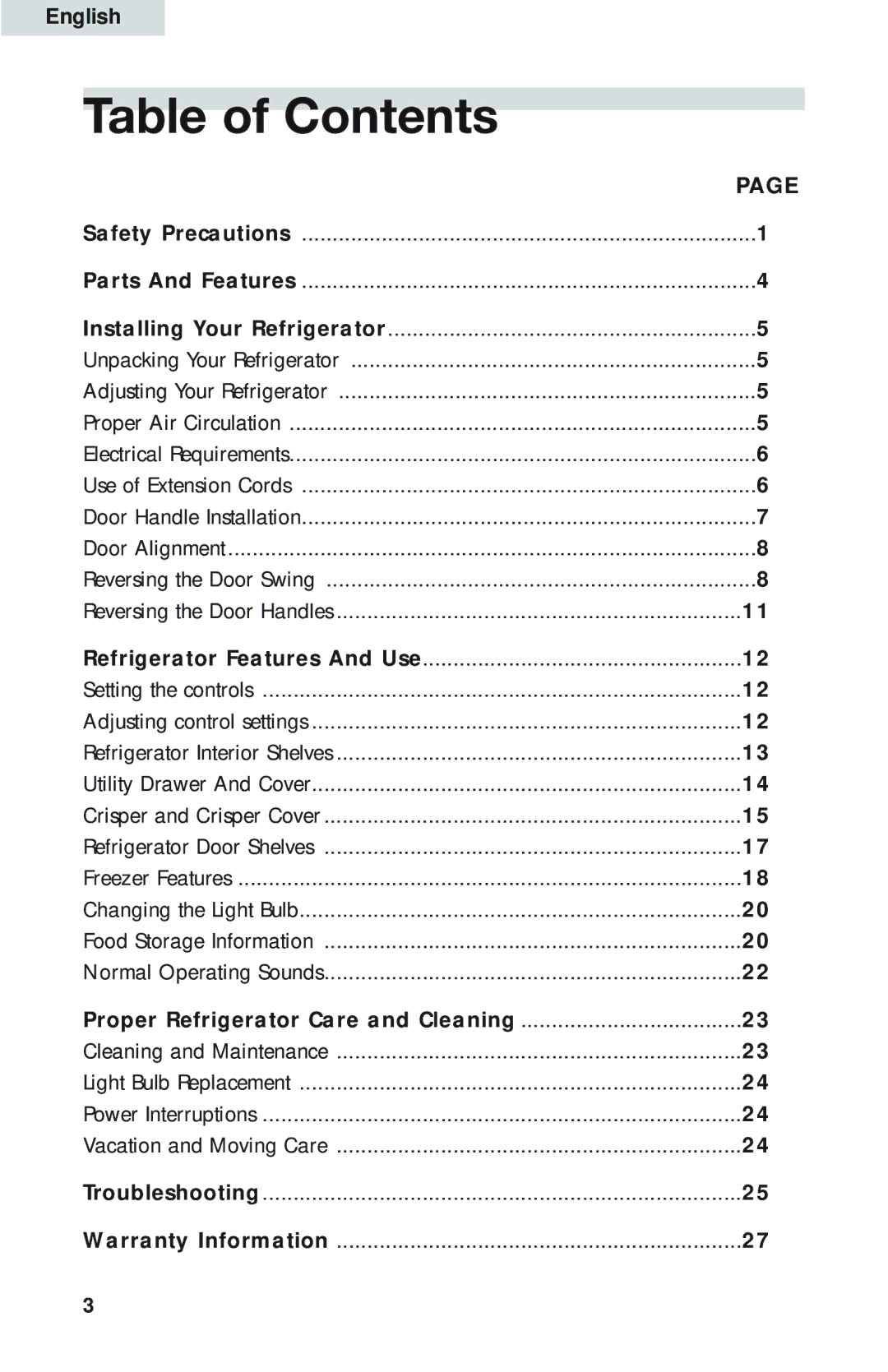 Haier HBP18, HBQ18, HBE18 user manual Table of Contents 