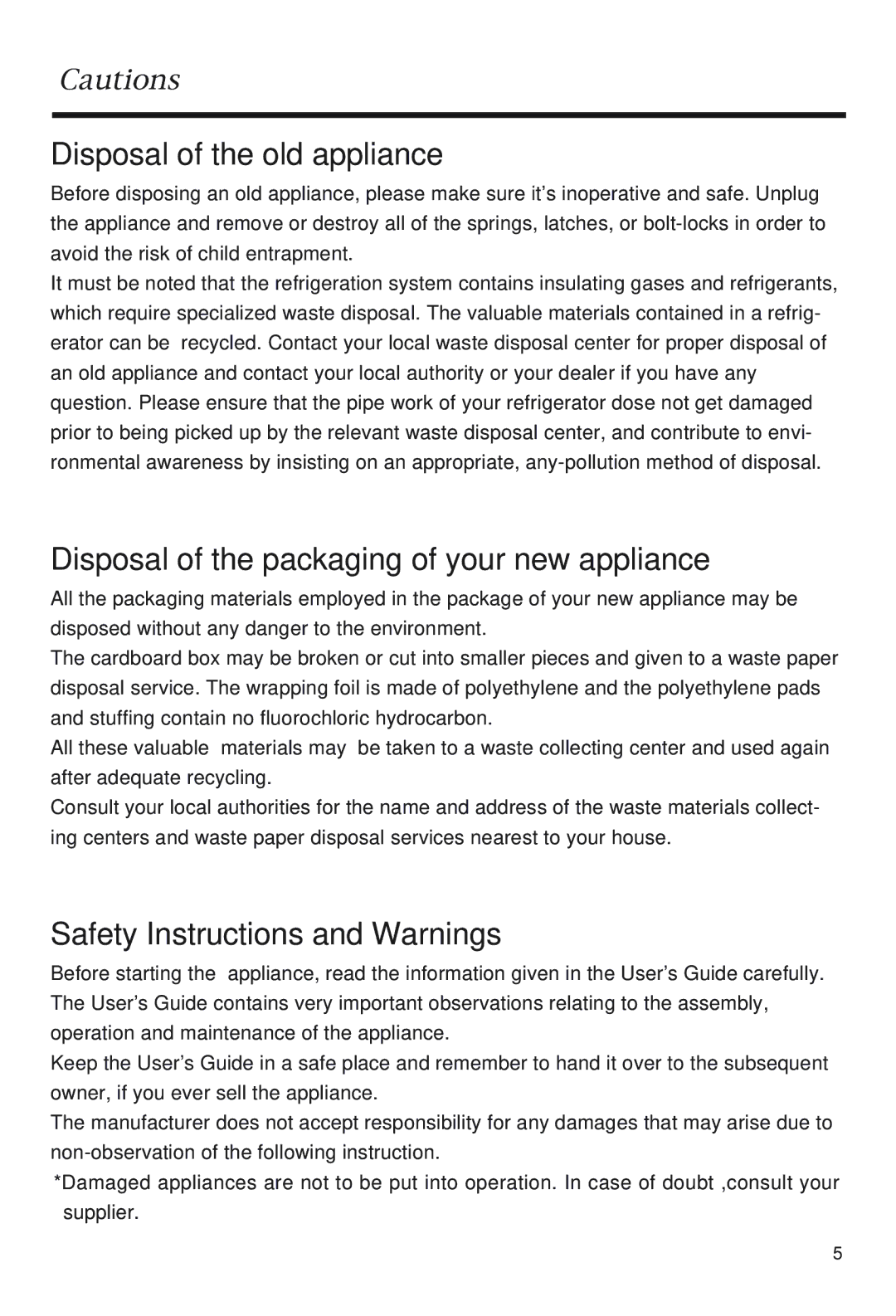 Haier HBR-1301, HBF-1303 manual Disposal of the old appliance 