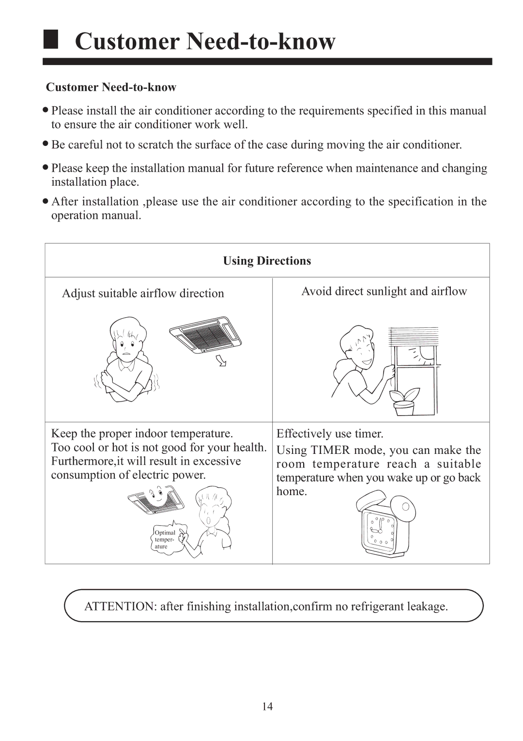 Haier HBU-18HF03, HBU-18CF03 installation manual Customer Need-to-know, Using Directions 