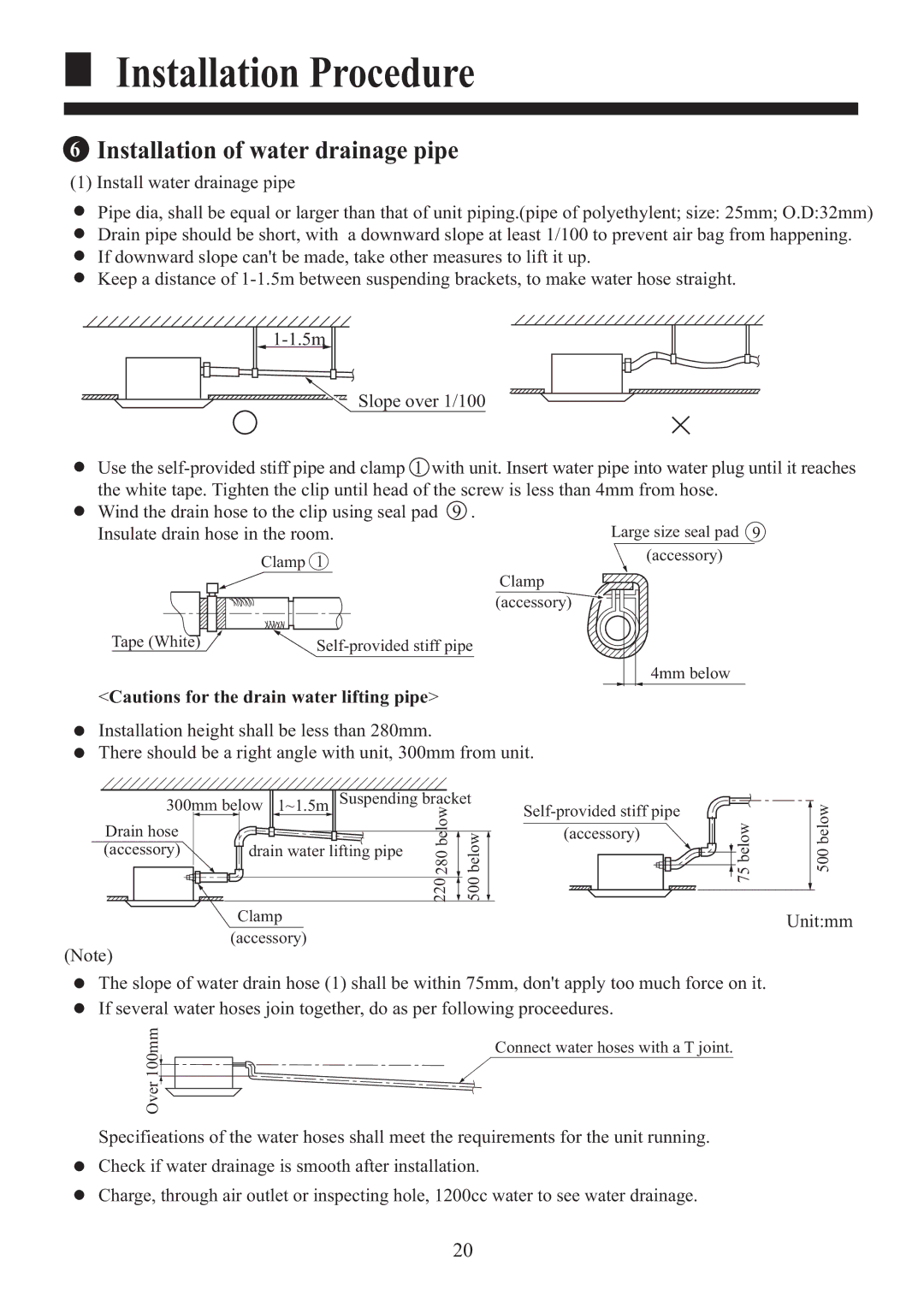 Haier HBU-18HF03, HBU-18CF03 installation manual Installation of water drainage pipe, Insulate drain hose in the room 