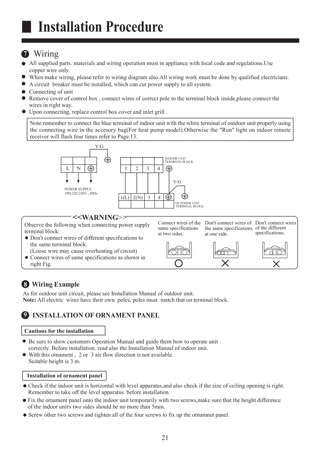 Haier HBU-18CF03, HBU-18HF03 installation manual Wiring 