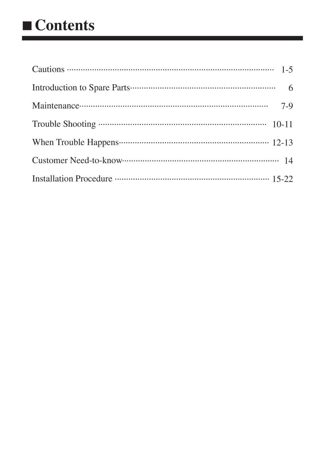 Haier HBU-18HF03, HBU-18CF03 operation manual Contents 