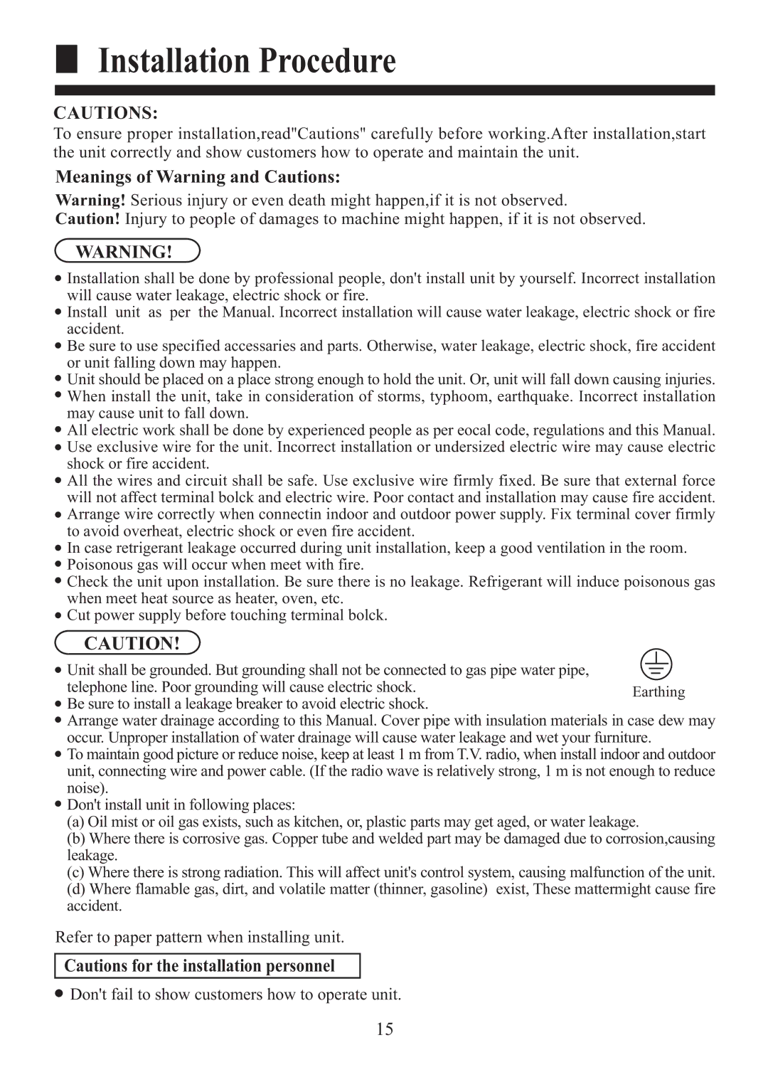 Haier HBU-42CI03, HBU-48HJ03, HBU-48CK03, HBU-42CH03, HBU-42HI03, HBU-36HH03, HBU-48CH03 Meanings of Warning and Cautions 