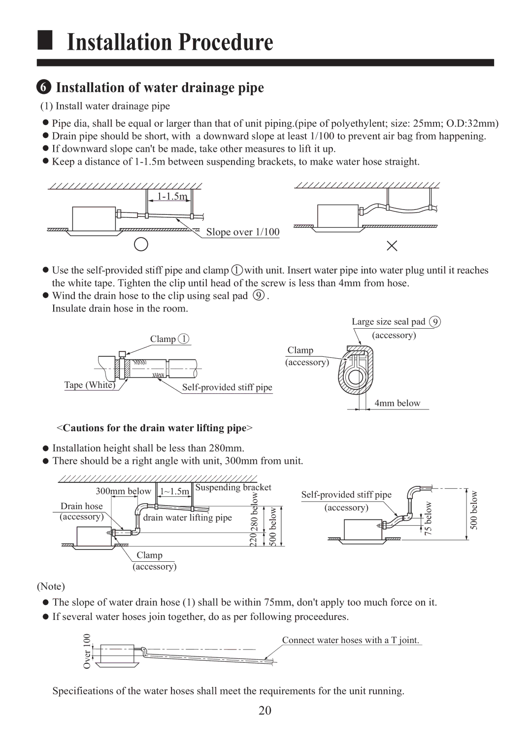 Haier HBU-36HH03, HBU-48HJ03, HBU-48CK03, HBU-42CH03, HBU-42HI03, HBU-48CH03, HBU-28HH03 Installation of water drainage pipe 