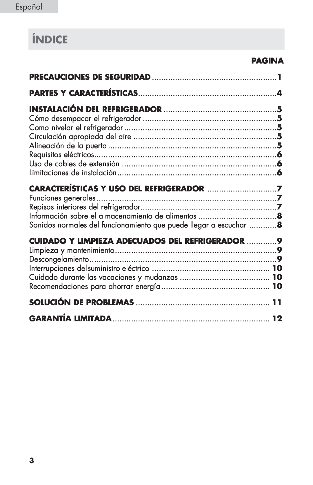 Haier HC27SF22RB user manual Índice, Español, Pagina 