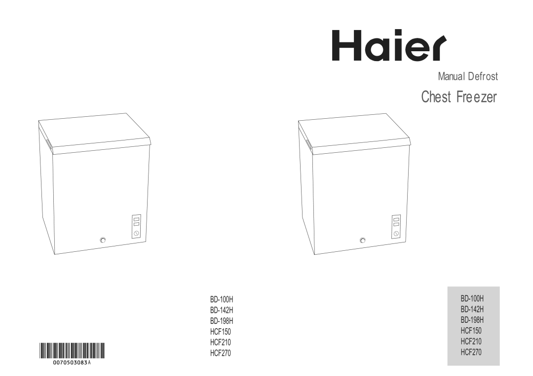 Haier HCF150, HCF270, HCF210 manual 