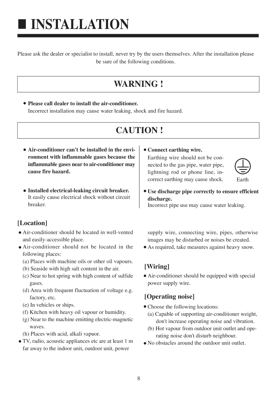 Haier HCFU-18C13, HCFU-28C13, HCFU-42CA13 operation manual Installation, Location 