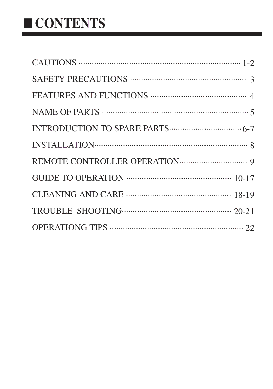 Haier HCFU-42CA13, HCFU-28C13, HCFU-18C13 operation manual Contents 