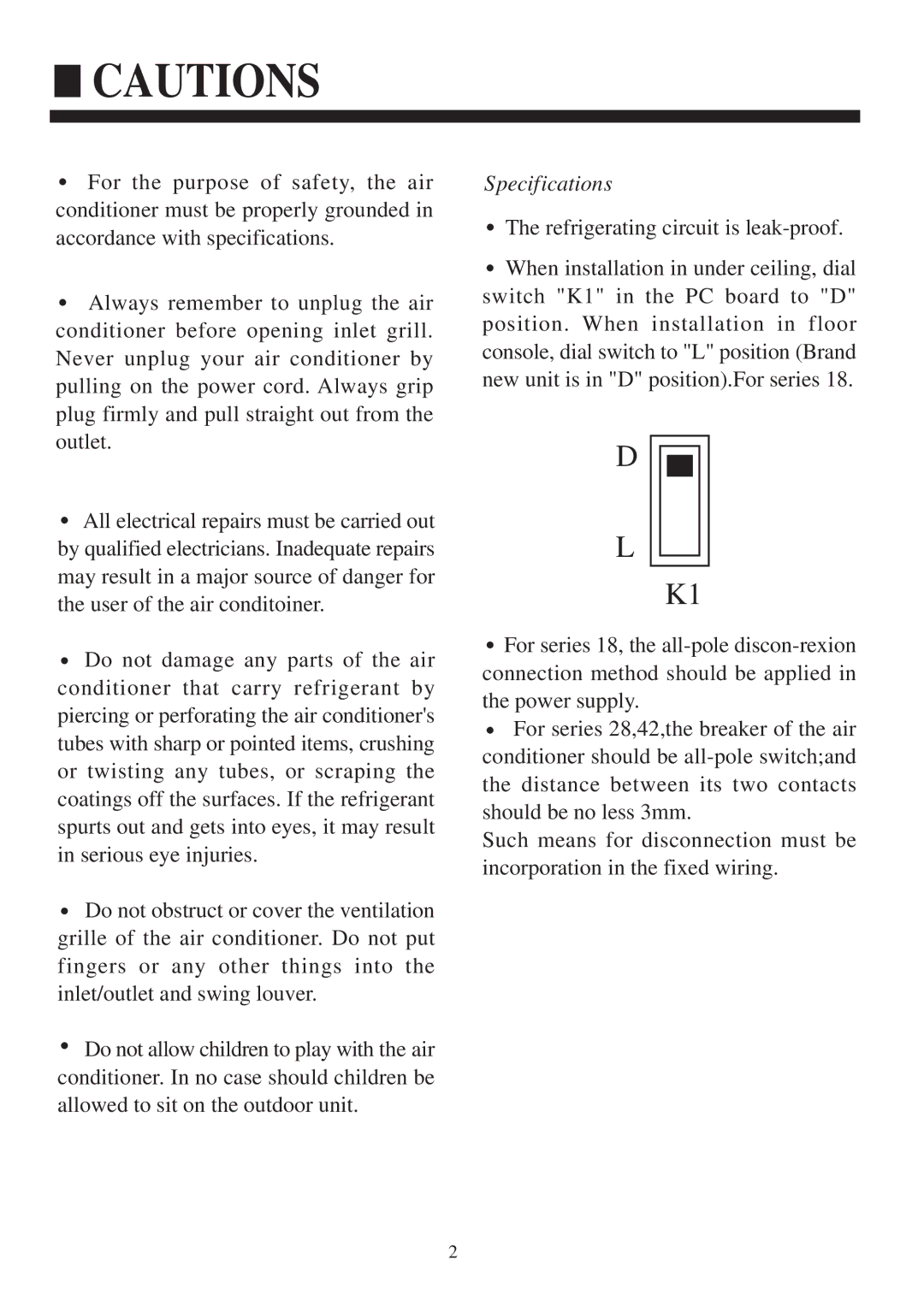 Haier HCFU-18C13, HCFU-28C13, HCFU-42CA13 operation manual Specifications 