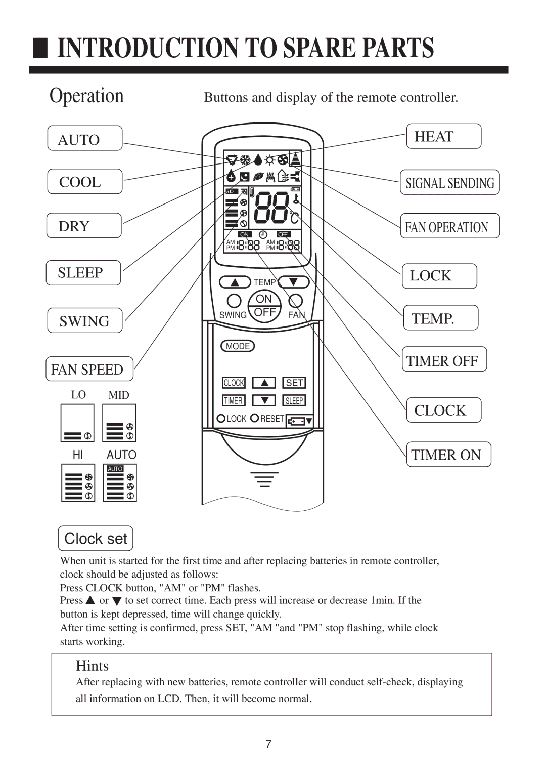 Haier HCFU-28C13, HCFU-18C13, HCFU-42CA13 operation manual Clock set, Hints 