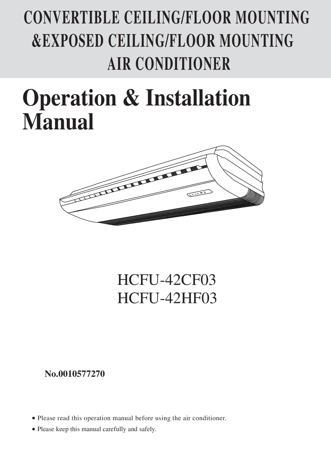 Haier HCFU-42CF03, HCFU-42HF03 installation manual Operation & Installation Manual 